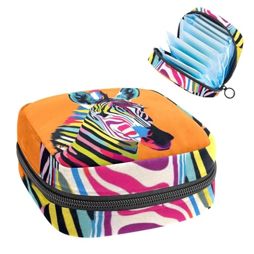 Damenbinden Aufbewahrungstasche Perioden Tasche für Schule Teen Mädchen Bunte Zebra Tragbare Perioden Beutel mit Reißverschluss Damenbinden Tasche Tampons Halter für Geldbörse von Anna Cowper