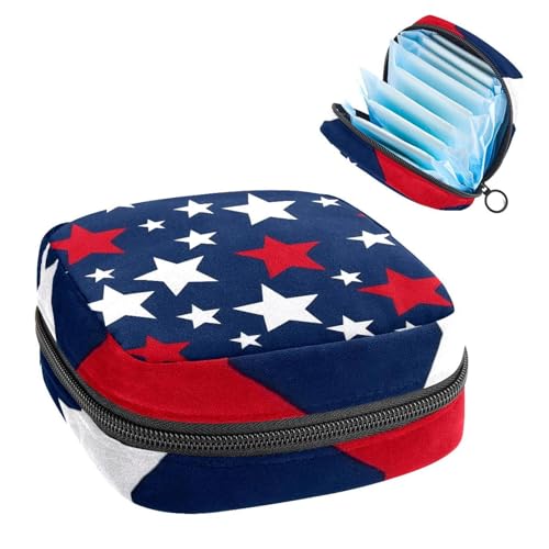 Damenbinden Aufbewahrungstasche Perioden Tasche für Schule Teen Mädchen Stern Rot Weiß Tragbare Periode Beutel mit Reißverschluss Binden Tasche Tampons Halter für Geldbörse von Anna Cowper