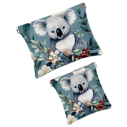 Kleine Make-up-Tasche für Geldbörse, Koala-Tiertasche, Kosmetiktasche, tragbare Mini-Reise-Make-up-Tasche für Damen, 2 Stück, Mehrfarbig 12, Small and Large, modisch von Anna Cowper