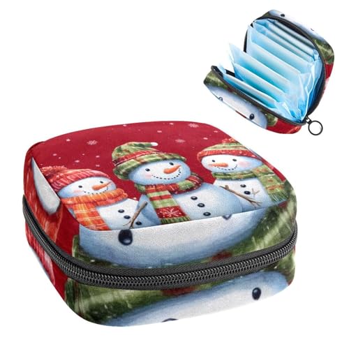 Perioden-Tasche, Damenbinden-Aufbewahrungstasche, Menstruationspolster, Reißverschluss, tragbar, Damenpflege, Tamponbeutel für Damen, Mädchen, den täglichen Gebrauch, Outdoor-Reisen, Schneemänner von Anna Cowper