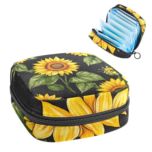 Perioden-Tasche, Damenbinden-Aufbewahrungstasche, Menstruationspolster, Reißverschluss, tragbar, Damenpflege, Tamponbeutel für Damen, Mädchen, den täglichen Gebrauch, Outdoor-Reisen, Sonnenblume Perioden-Tasche, Damenbinden-Aufbewahrungstasche, Menstruationspolster, Reißverschluss, tragbar, Damenpflege, Tamponbeutel für Damen, Mädchen, den täglichen Gebrauch, Outdoor-Reisen, Sonnenblume von Anna Cowper