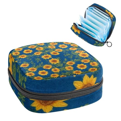 Perioden-Tasche, Damenbinden-Aufbewahrungstasche, Menstruationspolster, Reißverschluss, tragbar, Damenpflege, Tamponbeutel für Damen, Mädchen, den täglichen Gebrauch, Outdoor-Reisen, Sonnenblume von Anna Cowper