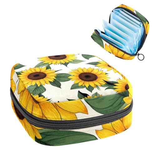 Perioden-Tasche, Damenbinden-Aufbewahrungstasche, Menstruationspolster, Reißverschluss, tragbar, Damenpflege, Tamponbeutel für Damen, Mädchen, den täglichen Gebrauch, Outdoor-Reisen, Sonnenblume von Anna Cowper