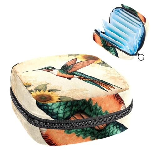 Perioden-Tasche, Damenbinden-Aufbewahrungstasche, Menstruationspolster, Reißverschluss, tragbar, Damenpflege, Tamponbeutel für Frauen und Mädchen, den täglichen Gebrauch, Outdoor-Reisen, Kolibri von Anna Cowper