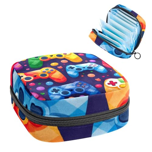 Rainbow Gamepad Controller Damenbinden Aufbewahrungstasche Feminine Menstruationstassenbeutel Stillunterlage Halter Tamponbeutel Tragbare Periode Tasche für Frauen Teenager Mädchen Geschenke von Anna Cowper