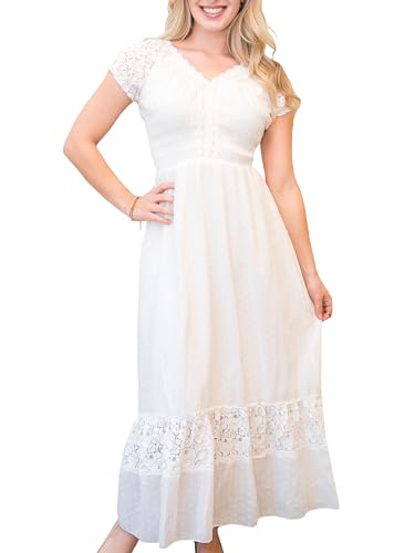 ANNA-KACI weiß Medium Größen Smock Taille Sommer-Maxi Kleid mit Flügelärmeln Boho Gypsy von ANNA-KACI