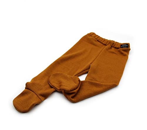 Anna Karinna Kids Baby Hose mit Fuß Strampelhose Schlupfhose Merino Wolle für Winter Jungen & Mädchen Größe 74, Ocher von Anna Karinna Kids