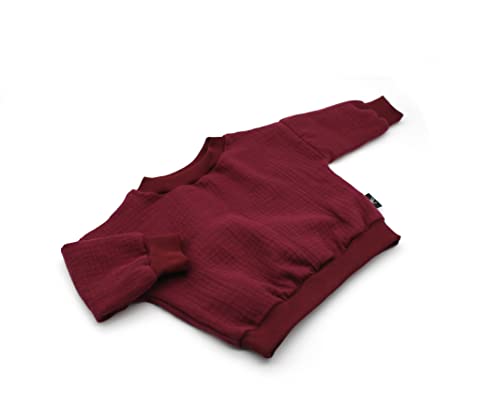 Anna Karinna Kids Musselin Langarmshirt Baby Langarm Pullover Kinder Babykleidung Mädchen und Jungen Bio Baumwolle Größe 98 Bordeaux von Anna Karinna Kids