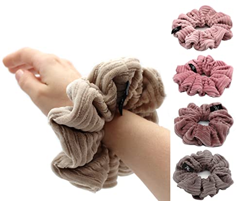 Anna Karinna Kids Rib Velvet Scrunchie, cotton hair rubber, Cotton Scrunchies, Medium haargummi, Kinder haargummi, Small Scrunchies (Medium, Beige) von Anna Karinna Kids