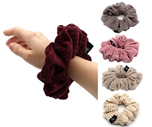 Anna Karinna Kids Rib Velvet Scrunchie, cotton hair rubber, Cotton Scrunchies, Medium haargummi, Kinder haargummi, Small Scrunchies (Medium, Bordeaux) von Anna Karinna Kids