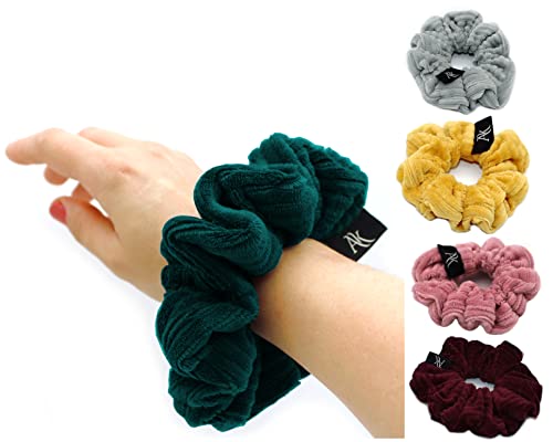 Anna Karinna Kids Rib Velvet Scrunchie, cotton hair rubber, Cotton Scrunchies, Medium haargummi, Kinder haargummi, Small Scrunchies (Medium, Dark Green) von Anna Karinna Kids