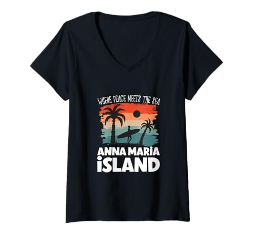 Damen Friede am Meer - Anna Maria Island T-Shirt mit V-Ausschnitt Damen Friede am Meer - Anna Maria Island T-Shirt mit V-Ausschnitt von Anna Maria Island in Florida Designs