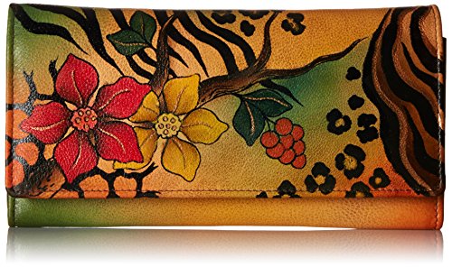 Anna by Anuschka Damen, Handpainted Leather Multi-Pocket Wallet,Safari Bloom Geldbörse von Anna by Anuschka