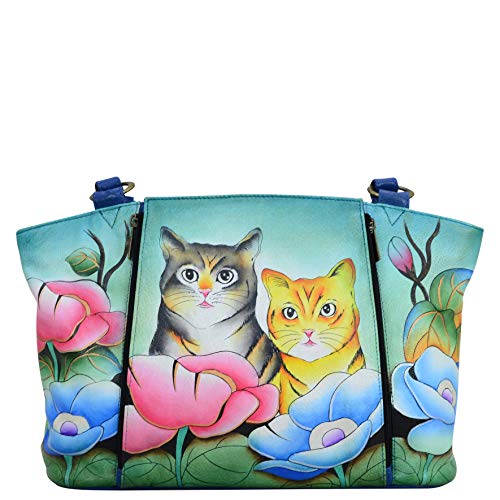 Anna by Anuschka Damen 7024 Organizer Tote Bag-Echtes Leder-Zwei Katzen von Anna by Anuschka