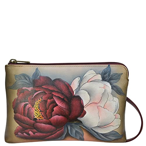 Anna by Anuschka Damen Crossbody Umhängetasche, aus echtem Leder, handgemalt, schmal, Blumenmuster, Blumige Grace von Anna by Anuschka