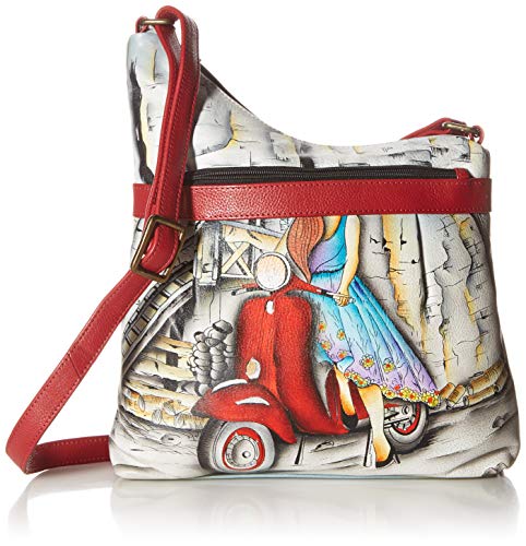 Anna by Anuschka Damen Echtes Leder Medium Asymmetrisch Cross Body | Handgemaltes Original-Kunstwerk, Römische Träume, Einheitsgröße von Anna by Anuschka