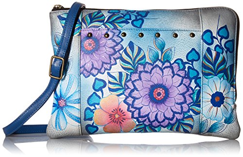 Anna by Anuschka Damen Handtasche aus echtem Leder, mittelgroß, mit Reißverschluss, (Summer Bloom Blue), Einheitsgröße von Anna by Anuschka