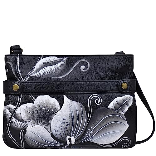 Anna by Anuschka Damen Medium Crossbody Mittelgroße Umhängetasche, Midnight Floral Black von Anna by Anuschka