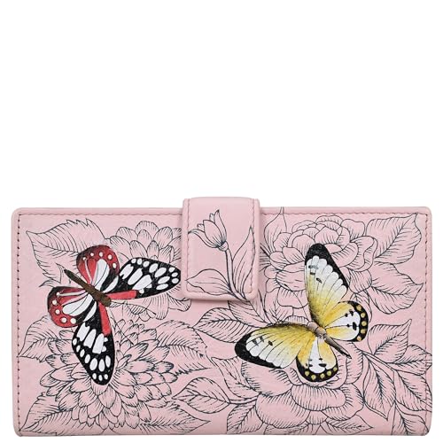 Anna by Anuschka Damen Original Leder handbemalte zweifach gefaltete Organizer-Geldbörse, Schmetterlingsgarten, Einheitsgröße von Anna by Anuschka
