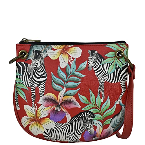 Anna by Anuschka Damen Schmale U-Form Crossbody, Tropical Zebra Red von Anna by Anuschka