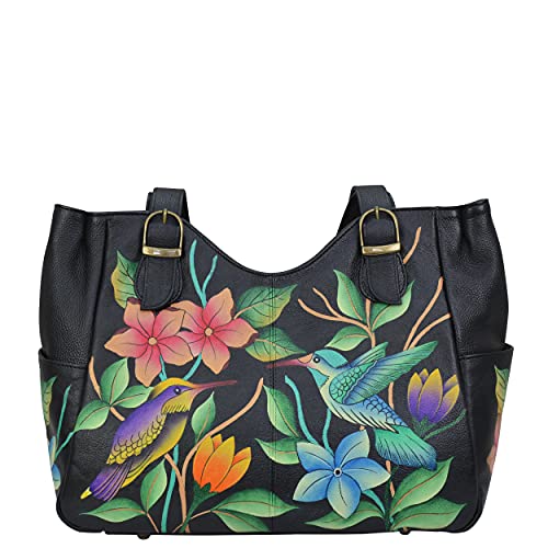 Anna by Anuschka Damen Schultertasche aus echtem Leder, Paradise Black von Anna by Anuschka