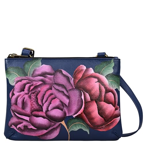 Anna by Anuschka Damen Small Zip Around Crossbody Kleine Umhängetasche mit umlaufendem Reißverschluss, Moonlit Peonies von Anna by Anuschka