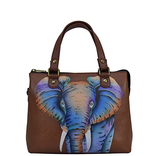 Anna by Anuschka Damen Twin Zippered Crossbody Umhängetasche mit Zwei Reißverschlüssen, Afrikanischer Elefant von Anna by Anuschka