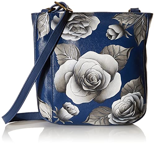 Anna by Anuschka Damen Umhängetasche Anuschka Handtasche aus echtem Leder, mittelgroß, handbemalt, Romantisches Rosenblau Anna by Anuschka Damen Umhängetasche Anuschka Handtasche aus echtem Leder, mittelgroß, handbemalt, Romantisches Rosenblau von Anna by Anuschka