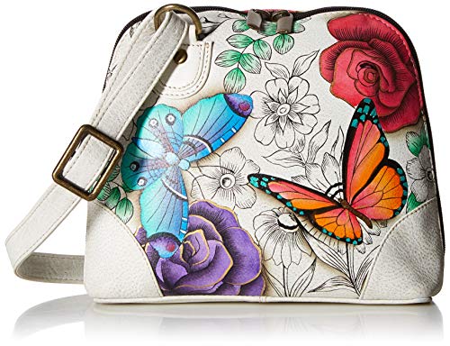 Anna by Anuschka Damen Women Hand Painted Leather Small Multi Compartment Zip-Around Organizer Handgemaltes Original-Kunstwerk, Floral Paradise von Anna by Anuschka