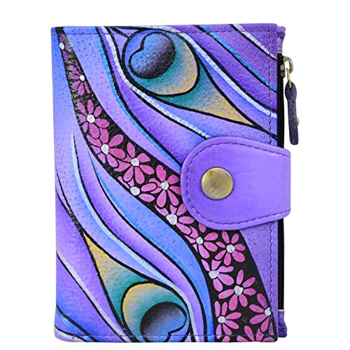 Anna by Anuschka Damen Women's Hand Painted Leather Ladies Wallet Handgemaltes Original-Kunstwerk, Traumhafter Pfau von Anna by Anuschka