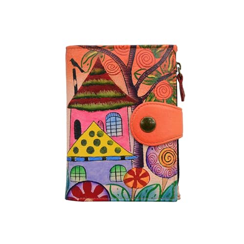 Anna by Anuschka Damen Women's Hand Painted Leather Ladies Wallet Handgemaltes Original-Kunstwerk, Village of Dream von Anna by Anuschka