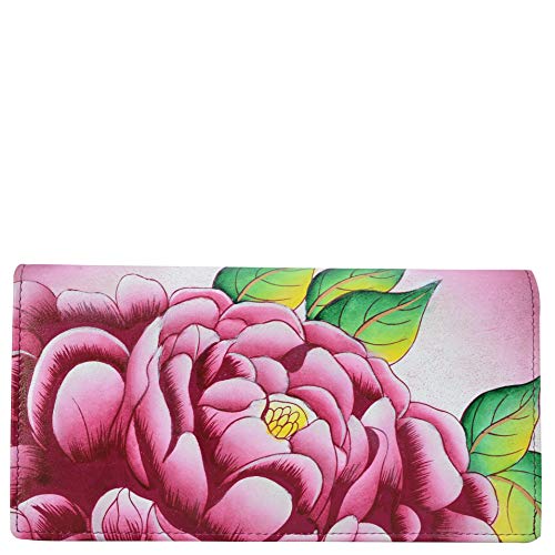 Anna by Anuschka Damen Women's Leather Hand Painted Wallet Clutch aus echtem Leder, handbemalt, Precious Peony, Kostbare Pfingstrose, Medium von Anna by Anuschka