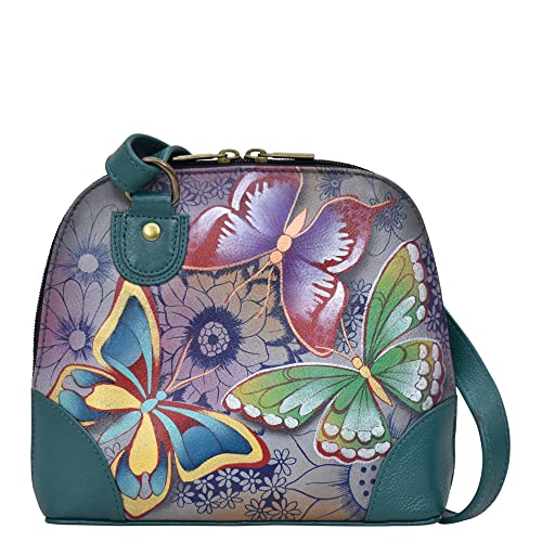 Anna by Anuschka Kleine Damen-Handtasche aus echtem Leder mit Reißverschluss | Organizer mit mehreren Fächern, Schmetterling Paradies, Einheitsgröße von Anna by Anuschka