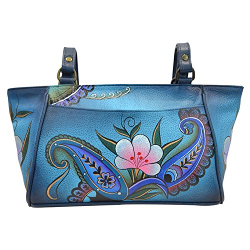 Anna by Anuschka Kleine Handtasche für Damen, aus Leder, handgemaltes Original-Kunstwerk, Denim-Paisley-Blumenmuster, Denim Paisley Floral, Einheitsgröße von Anna by Anuschka