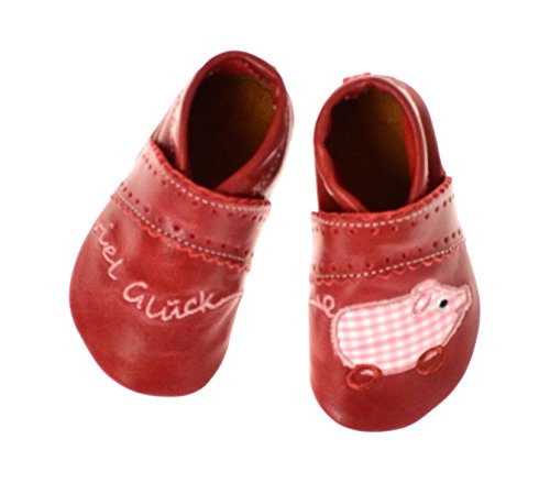 Anna und Paul - Glücksschwein erdbeer - Babyschuhe - Krabbelschuhe - (L-22-ca.14.1cm-16-22 Mon.) von Anna und Paul