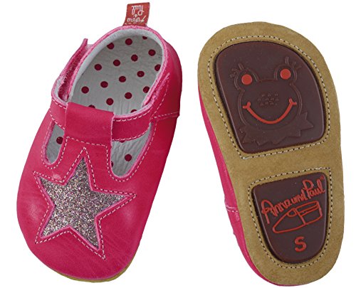 Anna und Paul - Krabbelschuhe aus Leder - Starshine - Pink/Glitzer - mit Gummisohle (L) von Anna und Paul