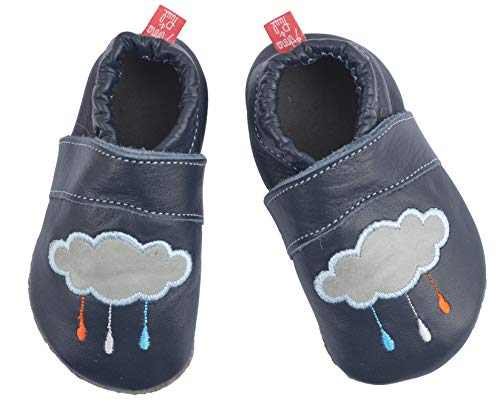Anna und Paul handgemachte Krabbelschuhe Wolke Marine mit Ledersohle (18 EU), ca. 11,5 cm, 6-11 Monate von Anna und Paul