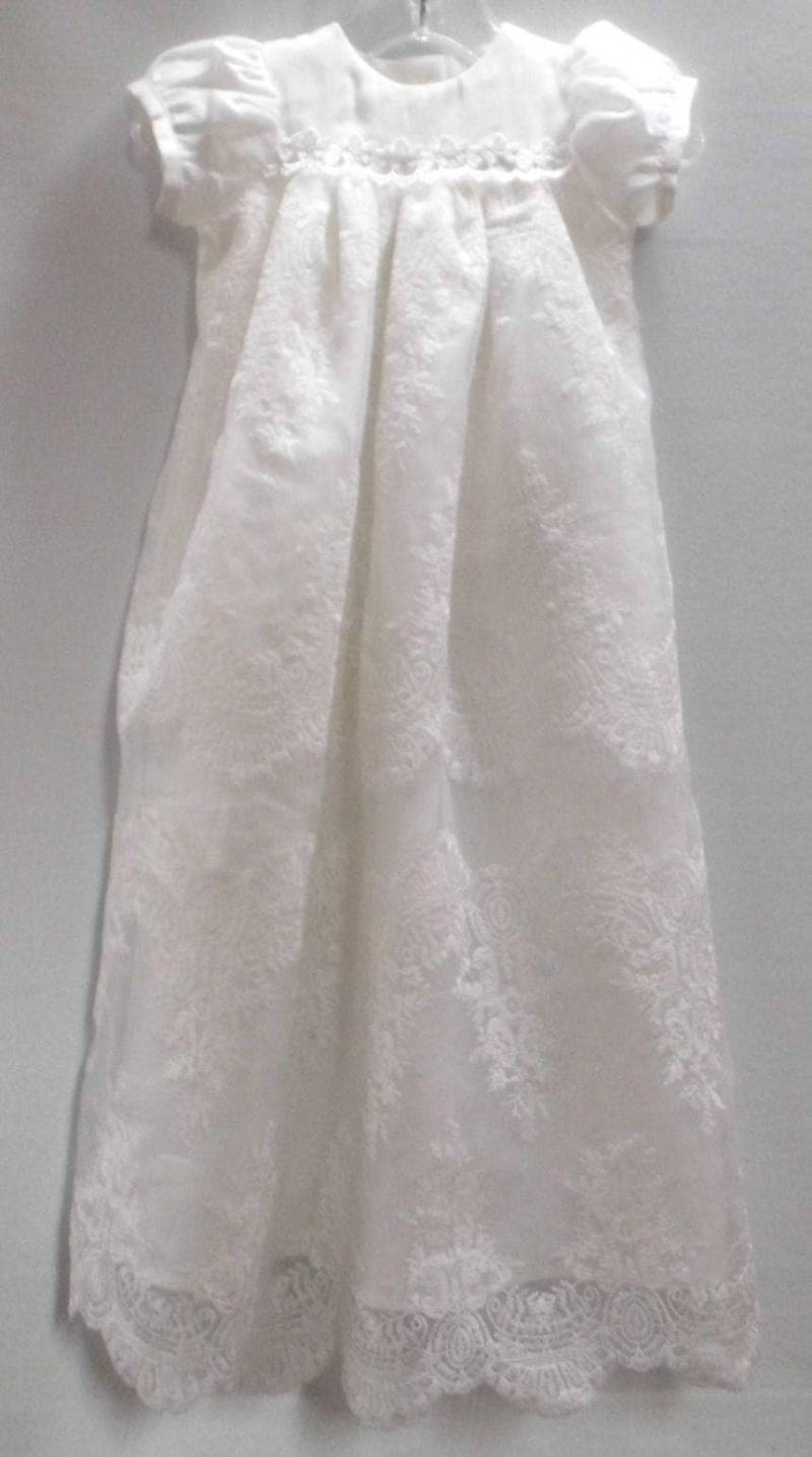 Morgan Kleid, Spitze Taufe, Spitze Taufe Kleid, Baby Segen Kleid, Erbstück, Baby Mädchen Spitzenkleid, Leinen Spitzenkleid, Weißes Spitzenkleid von AnnaBouche