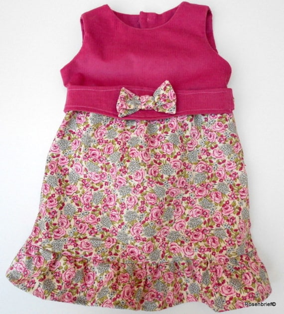 Mädchenkleid Trägerkleid Kleinkind Babykleid "Emilie" Gr. 86 Feincord Mit Futterstoff Handgefertigt Marke Rosenbrief von AnnaKarlin
