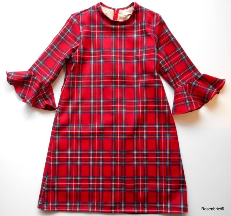 Sale, Mädchenkleid 9-10 J., Handgefertigt Auf Futterstoff Gr. 134/139 A - Linie Kariert Rot Blau Schottenstoff von AnnaKarlin