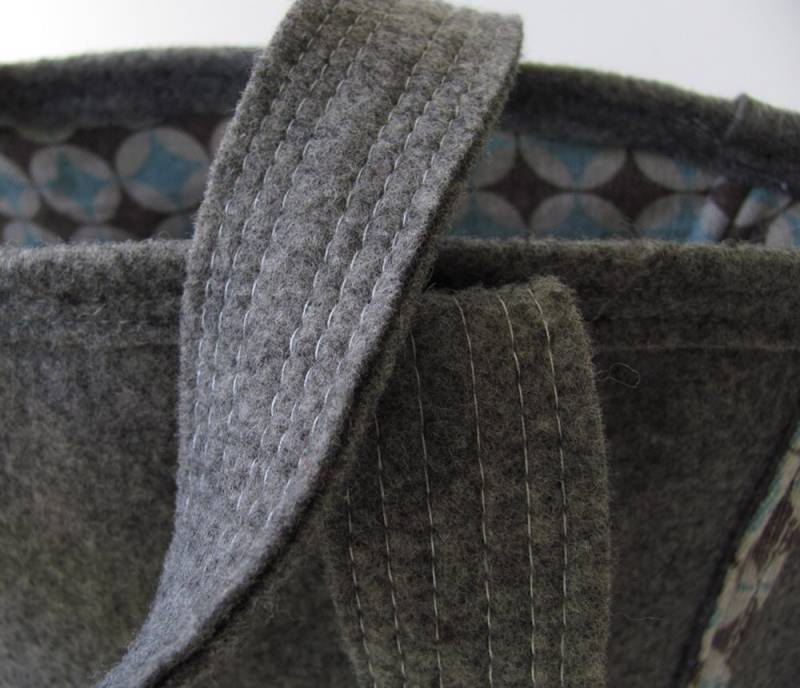 Kimono Bag G Insideout Baumwolle Und Filz. Handtasche - Grau - Andere Seite Blau Einkaufstasche Weihnachtsgeschenk Versandkostenfrei von AnnaLela