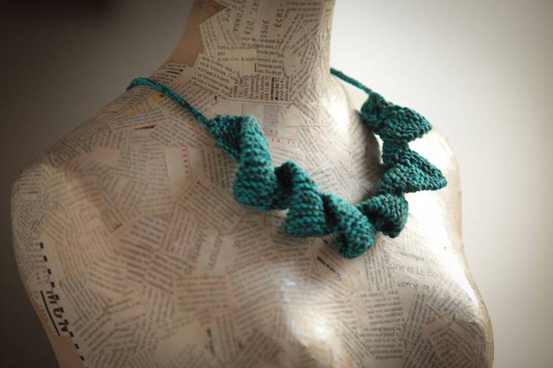 Weihnachten Geschenk Schmuck Blau Grün Baumwolle Textilschmuck Faser .frauen Handgefertigt von AnnaLela