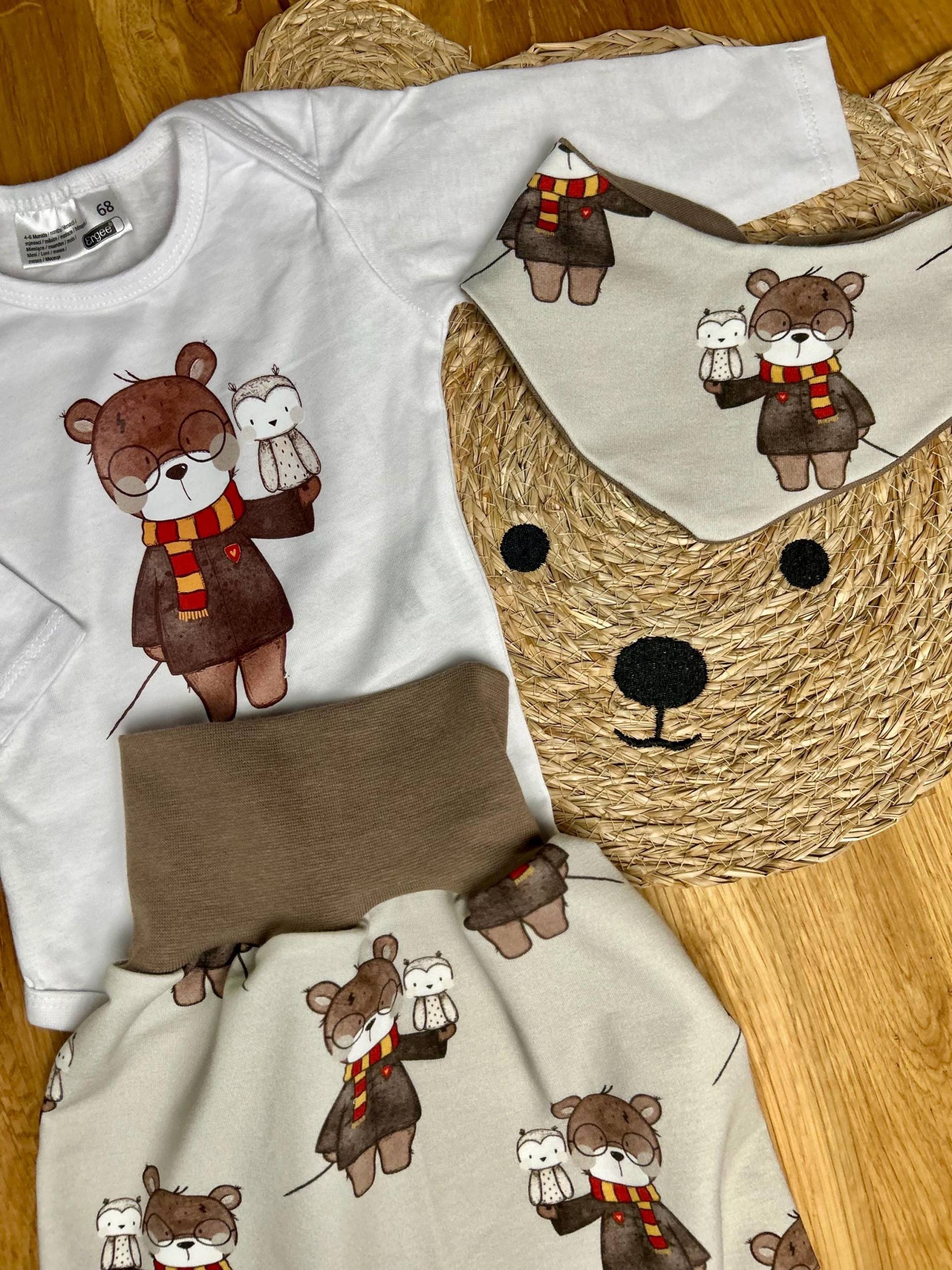 3-Teiliges Set - „Magic Bär" // Pumphose, Halstuch, Body Mit Bügelbild Mitwachshose Geschenkidee Baby, Kinder, Lockere Hose von AnnaLiebtNaehen