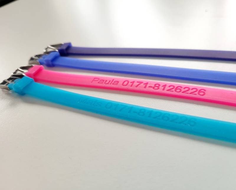 Armband Für Kinder Mit Verschluß/Sos Nofall Silikonarmband Name & Telefonnummer/ Urlaub Kindern von AnnaMadeManufactur