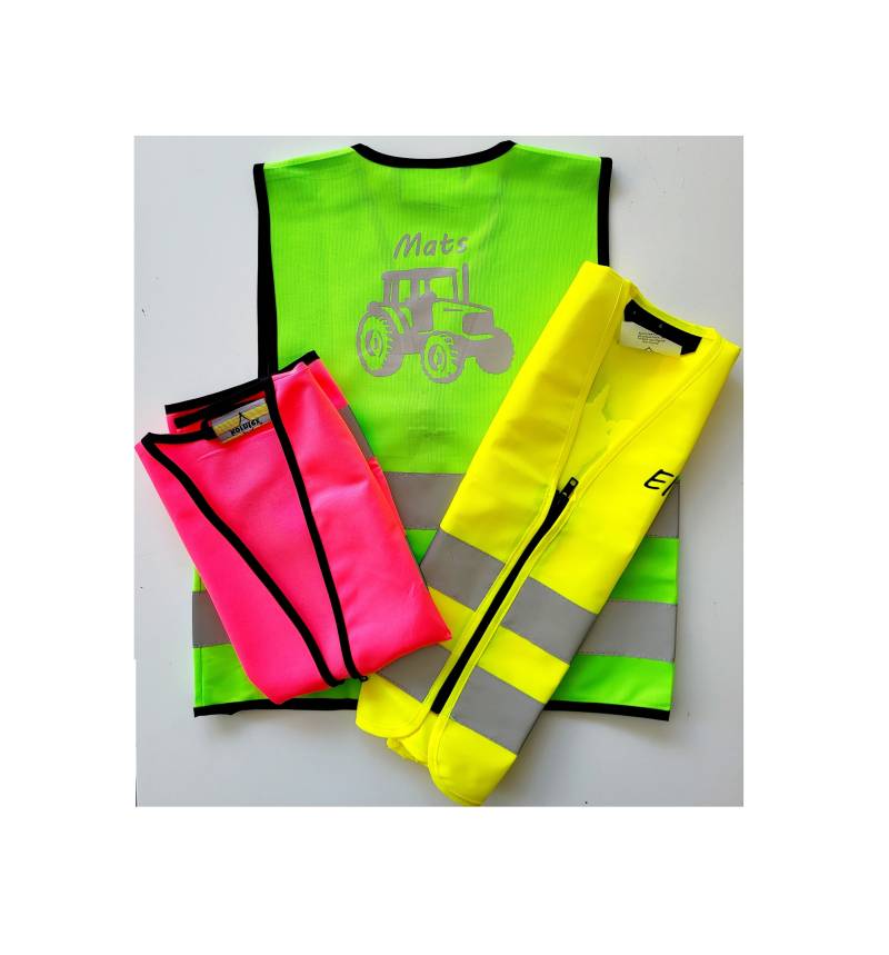 Kinderwarnweste Mit Reißverschluß Inkl. Wunschmotiv & Name in 3 Größen Und Farben, Sicherheit Im Dunkeln, Den Schulweg Sicherer Machen von AnnaMadeManufactur