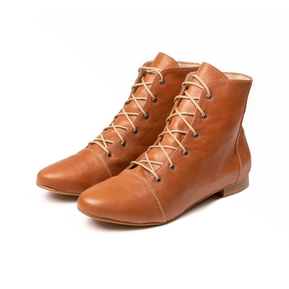 Greta - Plus Size 11 Us Frauen Lederschuhe Schnürschuhe Ankle Lederstiefel Flache Stiefel Ankle-Booties Handmade Greta - Plus Size 11 Us Frauen Lederschuhe Schnürschuhe Ankle Lederstiefel Flache Stiefel Ankle-Booties Handmade von AnnaMaratti