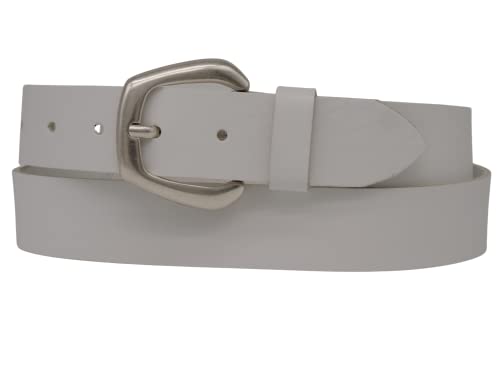 AnnaMatoni Damen Gürtel Ledergürtel mit Modischer Schließe Damen Gürtel 3,5cm breit Echt Leder Gürtel Premium Leder (Weiß 100, TW110 - Gesamtlänge 125cm) von AnnaMatoni