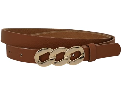 AnnaMatoni Damen Ledergürtel 2cm Breit Made in Germany Echt Leder Schließe in Gold Feines Premium Soft Nappa Leder (Cognac 640, TW100-115cm Gesamtlänge) von AnnaMatoni
