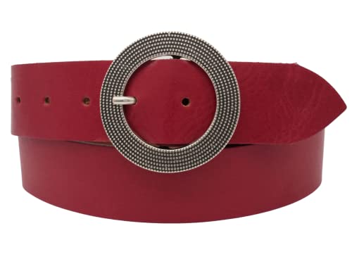 AnnaMatoni Damen Leder Gürtel Vollleder Runde Schließe in Rindleder 4cm breit ECHT LEDER (100, rot) von AnnaMatoni