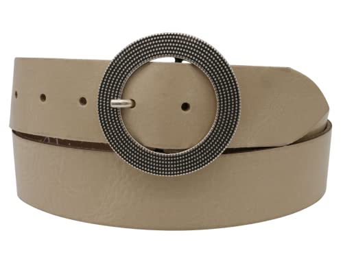 AnnaMatoni Damen Leder Gürtel Vollleder Runde Schließe in Rindleder 4cm breit ECHT LEDER (80, beige) von AnnaMatoni